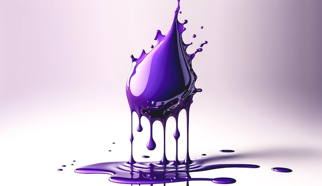 Free Photo purple drop of paint closeup generative ai