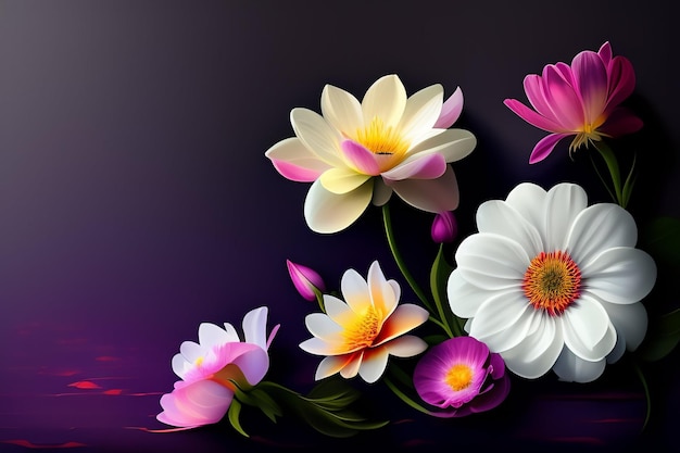 Purple flowers on a dark background