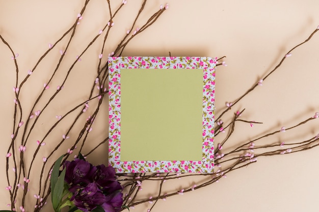 Purple flowers and green frame