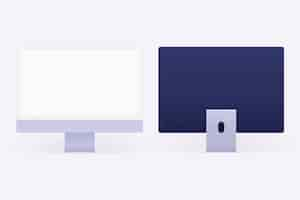 Free photo purple minimal computer desktop screen digital device with design space