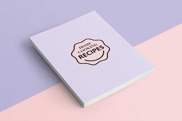 Free Photo purple notebook on pastel background