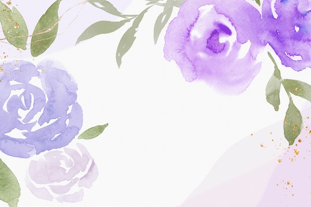 Free Photo purple rose frame background spring watercolor illustration