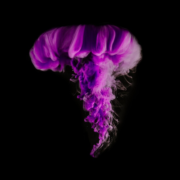 Free photo purple vivid cloud of ink on black