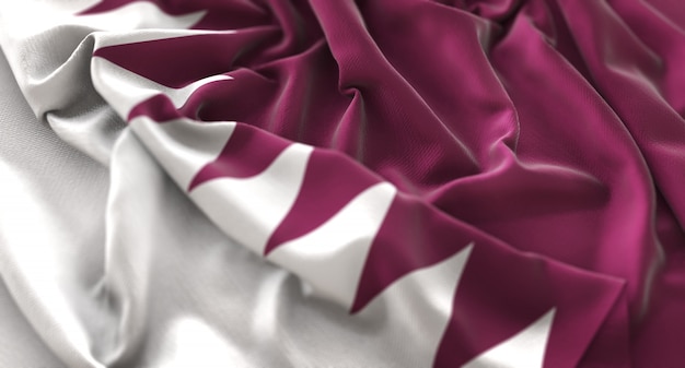 Free Photo qatar flag ruffled beautifully waving macro close-up shot