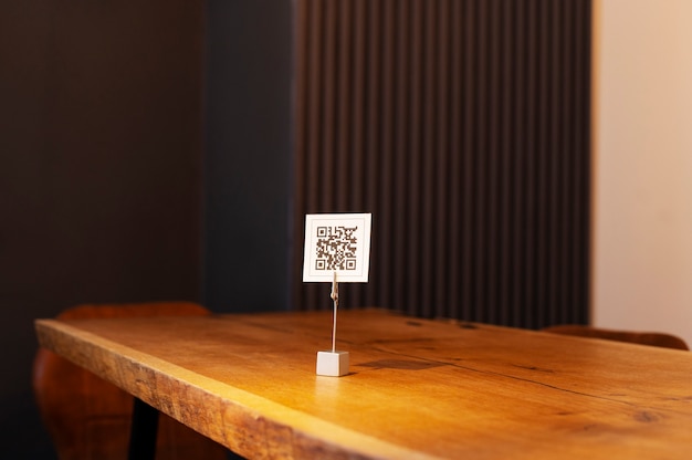 Qr code on the counter of a bar