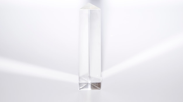 Quartz crystal pyramid on white background