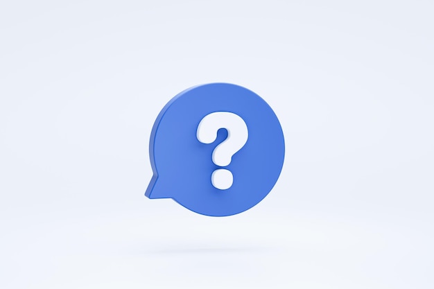 Free photo question mark on bubble speech sign or symbol icon 3d rendering