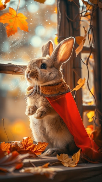 Free Photo rabbit wearing halloween costume