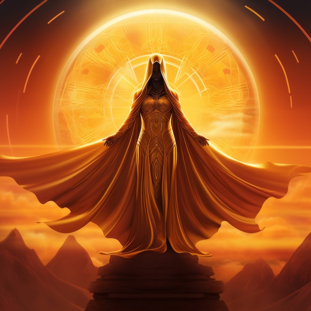 Free photo radiant depiction of empowered female sun goddess