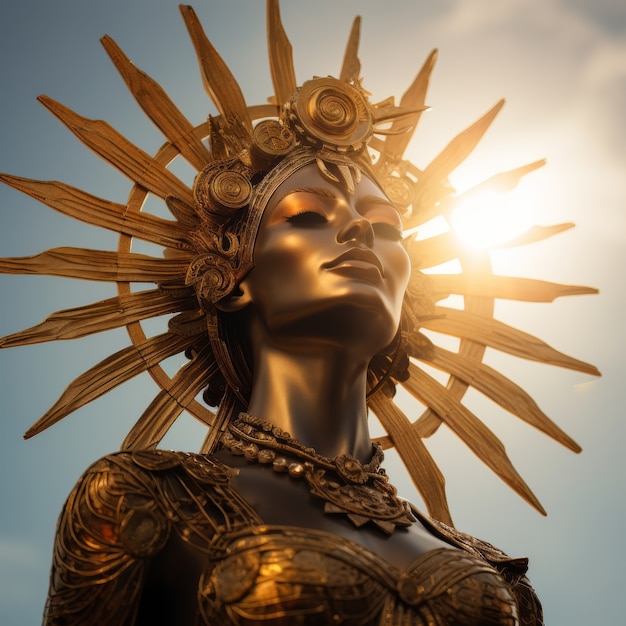 Free photo radiant depiction of empowered female sun goddess