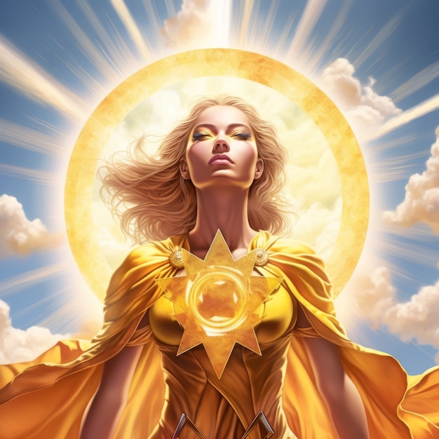 Free photo radiant depiction of empowered female sun goddess