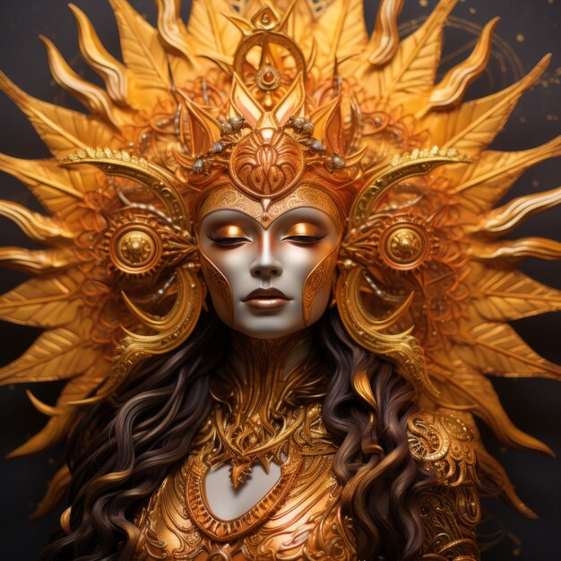 Radiant depiction of empowered female sun goddess