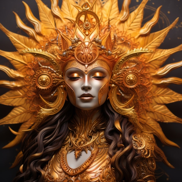 Radiant depiction of empowered female sun goddess