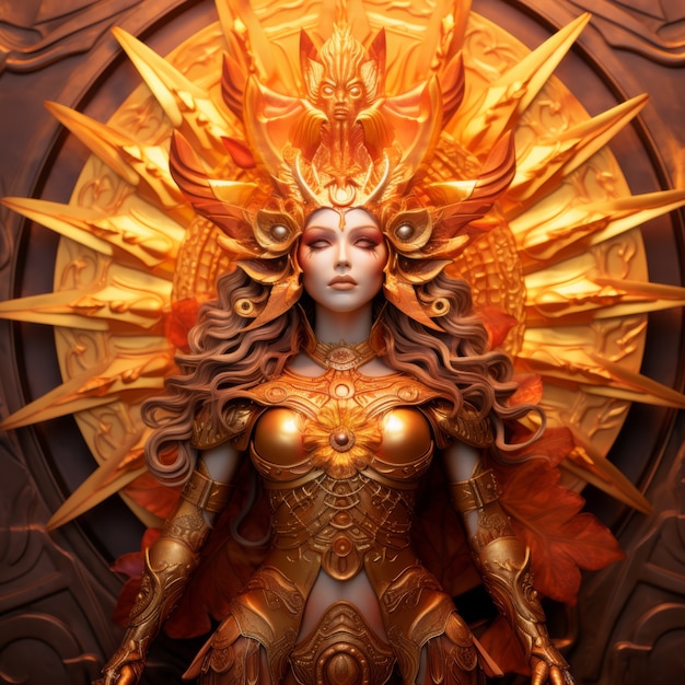 Radiant depiction of empowered female sun goddess