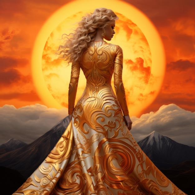 Free photo radiant depiction of empowered female sun goddess