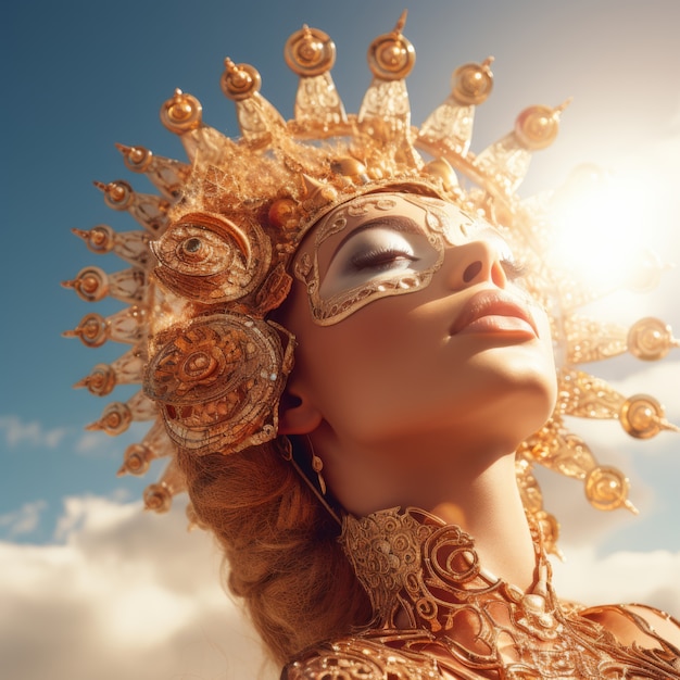 Free photo radiant depiction of empowered female sun goddess