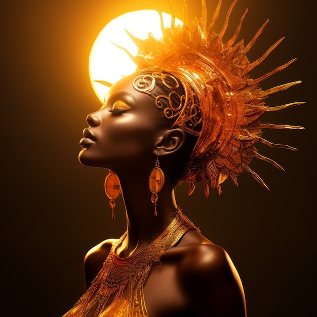 Radiant depiction of empowered female sun goddess