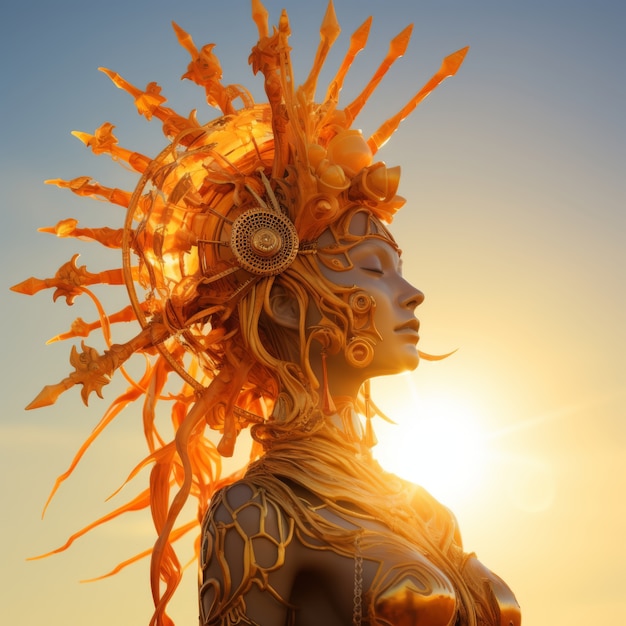 Radiant depiction of empowered female sun goddess