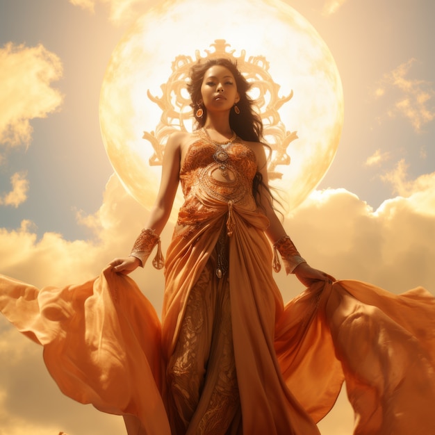 Free Photo radiant depiction of empowered female sun goddess