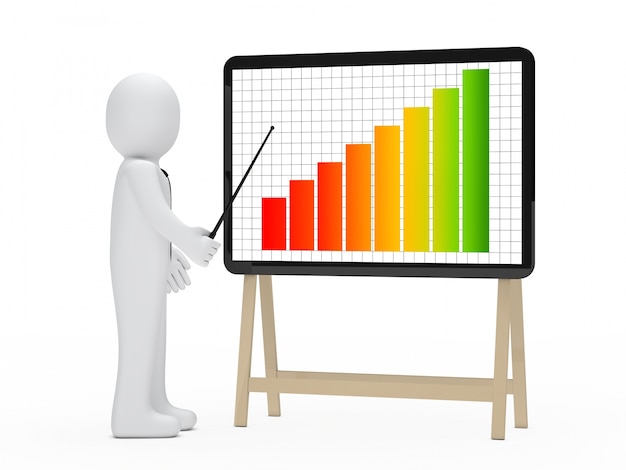 Free photo rag doll pointing with a stick one bar graph