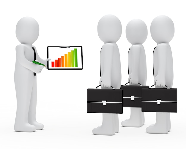 Free Photo rag doll teaching a bar graph to others rag dolls