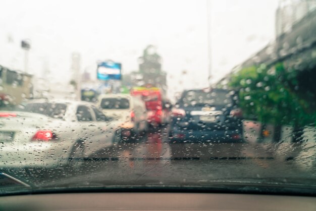 rain drops on car glass