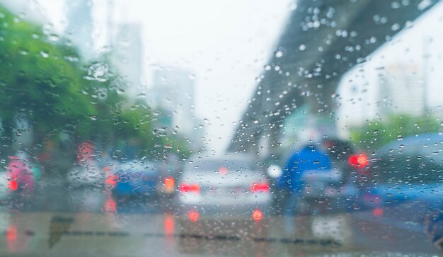 rain drops on car glass