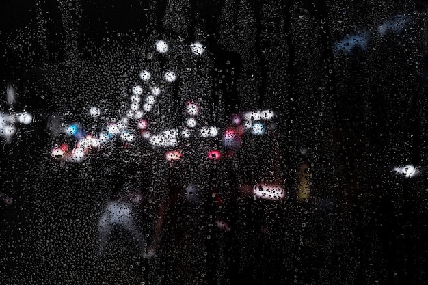 Rain effect on city night background