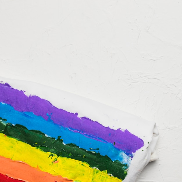 Rainbow flag drawn on white cloth