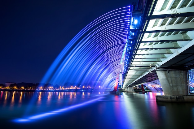 Free Photo rainbow fountain show at expo bridge in south korea