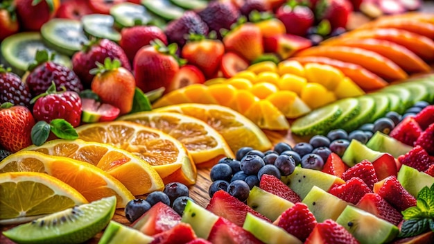 Free Photo rainbow fruit platter