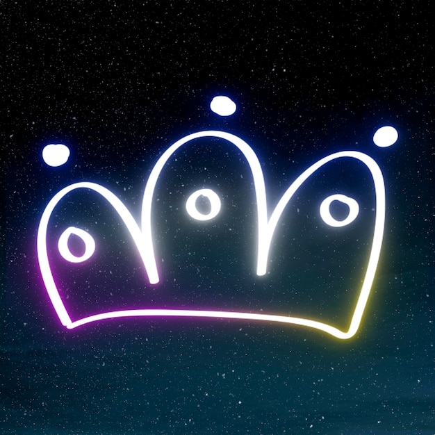 Free Photo rainbow glow neon crown doodle