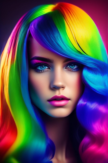 Free photo a rainbow hair color is the best way to add color to your hair.