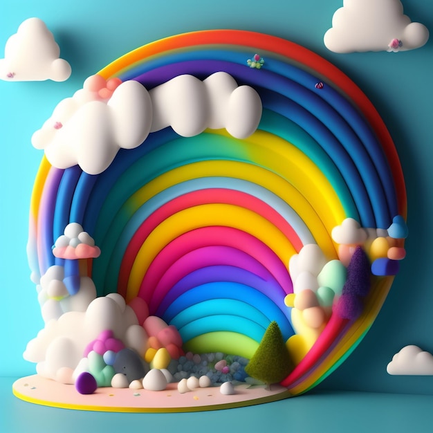 Free photo a rainbow is in a 3d illustration