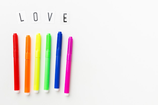 Free photo rainbow markers for pride love