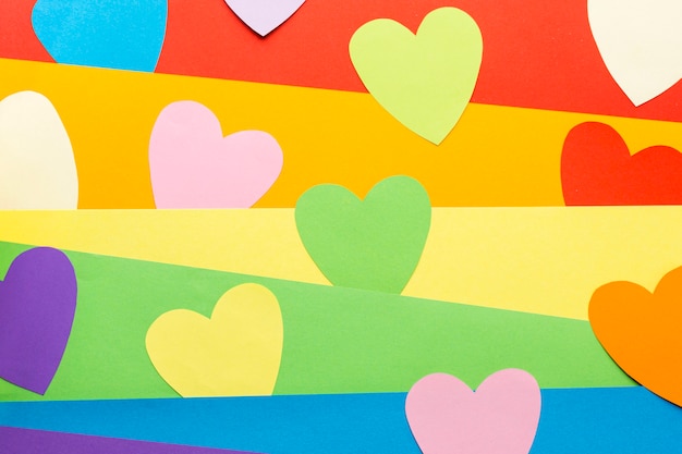 Free Photo rainbow pride flag and heart post-it notes