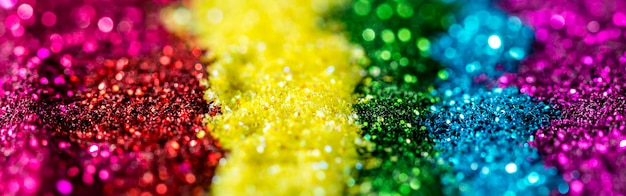 Free photo rainbow reflective glitter