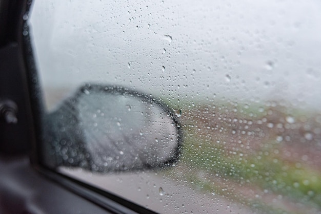 Rainy day  behind car window