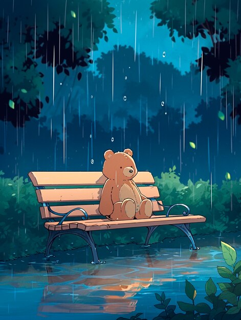 Rainy day mood in cartoon style