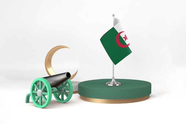 Free Photo ramadan algeria with cannon and crescent in white background