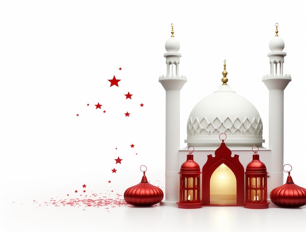 Ramadan background with mosque illuminated with candles