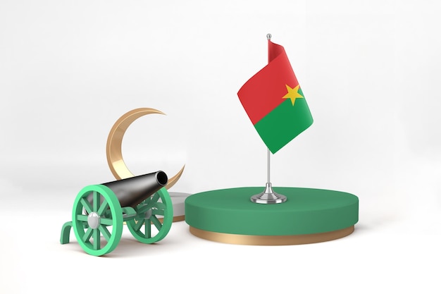 Free photo ramadan burkina faso with cannon and crescent in white background