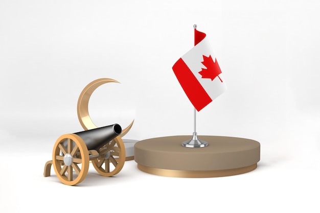 Free Photo ramadan canada with cannon and crescent in white background