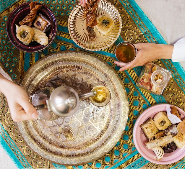 Ramadan concept with food and té