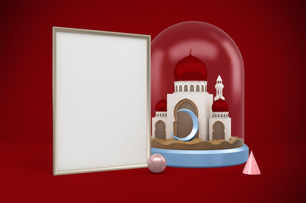 Free Photo ramadan frame with mosque left side