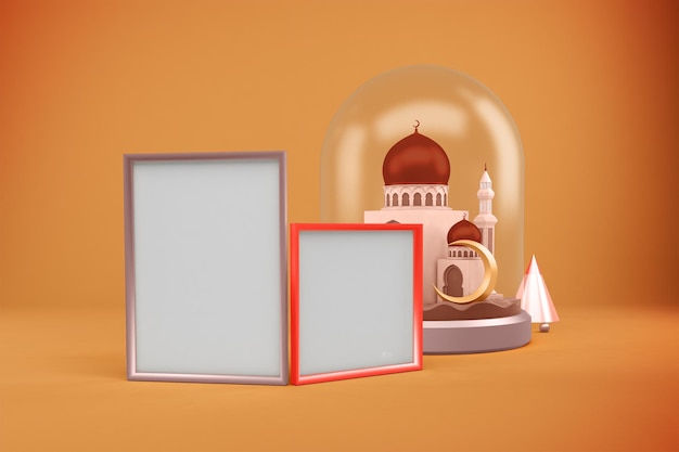 Free Photo ramadan frames with mosque perspective side