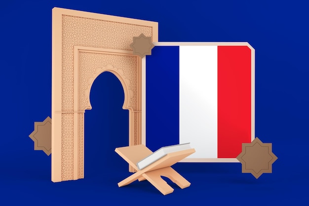 Free photo ramadan france flag and islamic background