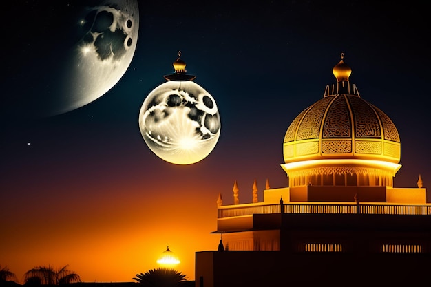 Free Photo ramadan kareem eid mubarak free photo mosque lamp in the evening