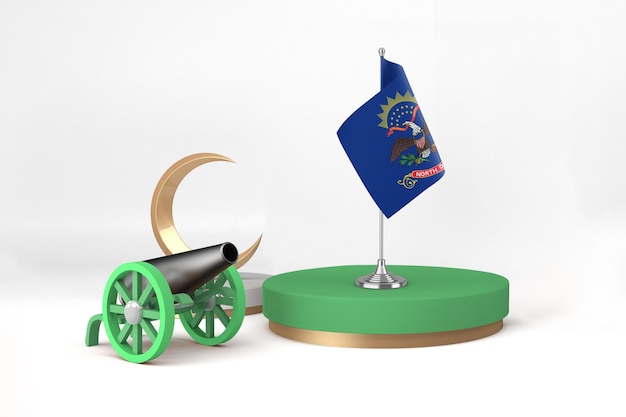 Free photo ramadan north dakota with cannon and crescent in white background