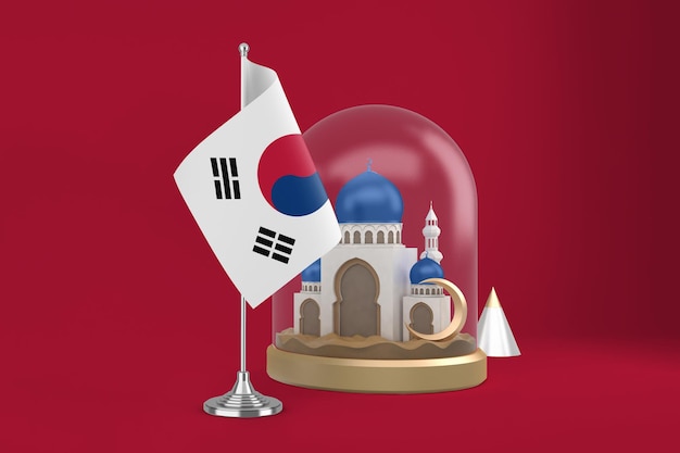 Free photo ramadan south korea flag and mosque